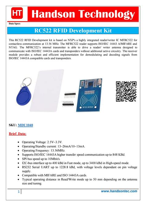 rfid rc522 specification